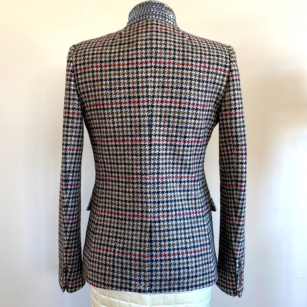 NEW J Crew 100% wool Regent Blazer crystal collar houndstooth jacket 2 - Picture 11 of 13